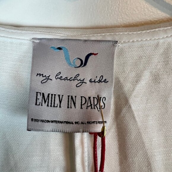 My Beachy Side x Emily in Paris Wide Leg Jumpsuit Small White Sailor Resort $450 - Picture 6 of 12